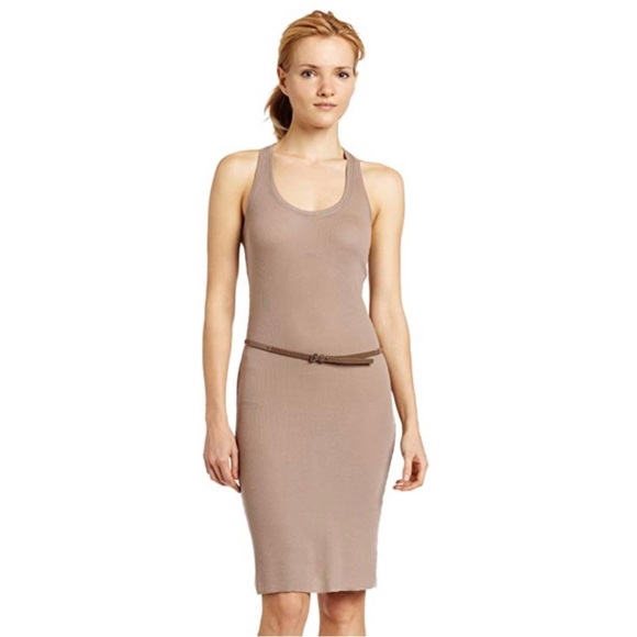 BCBGMaxazria Hazel Tank Dress in Gravel Taupe Lyocell Ribbed Knit Racerback M - Picture 11 of 11